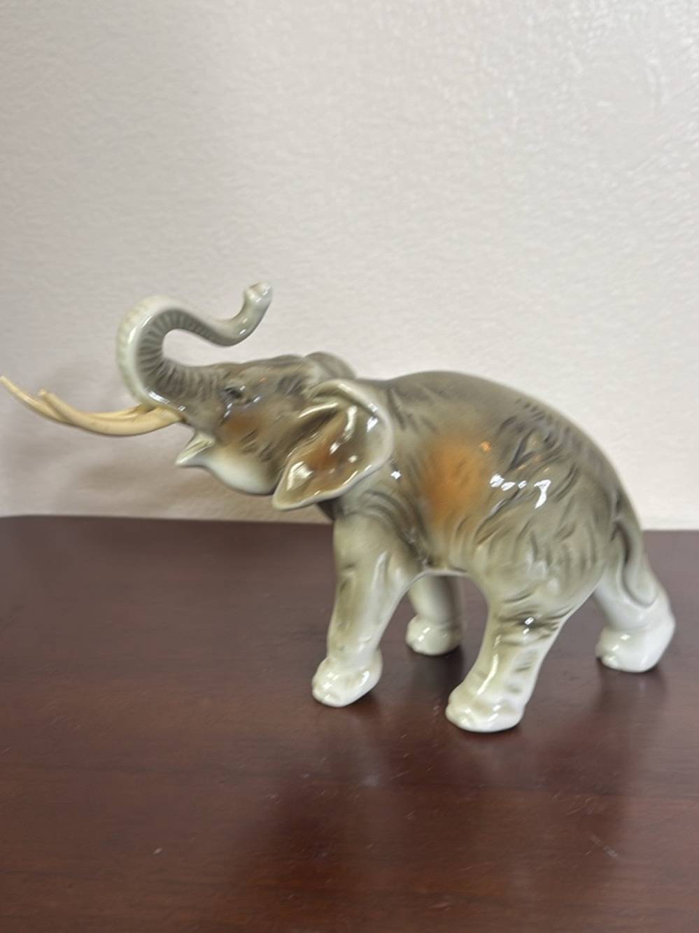 Vintage Royal Dux Glossy Porcelain Elephant Figurine